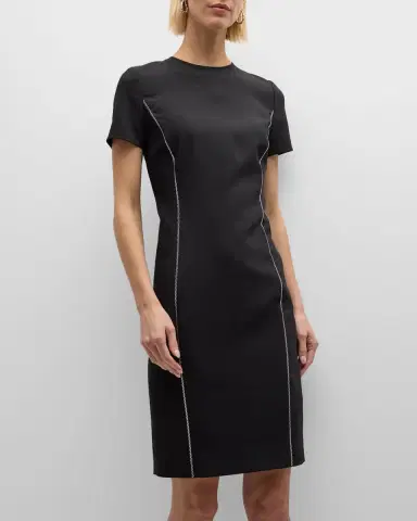 Emporio Armani Embellished Short-Sleeve Techno Cady Dress | Thumbnail 2