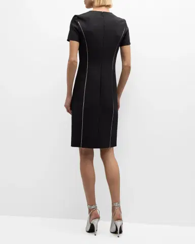 Emporio Armani Embellished Short-Sleeve Techno Cady Dress | Thumbnail 3