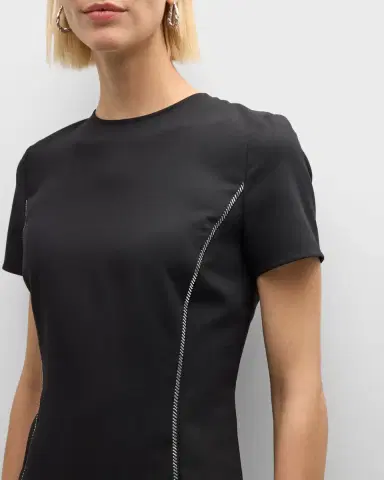 Emporio Armani Embellished Short-Sleeve Techno Cady Dress | Thumbnail 4