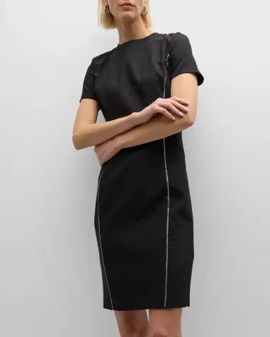 Emporio Armani Embellished Short-Sleeve Techno Cady Dress | Thumbnail 6