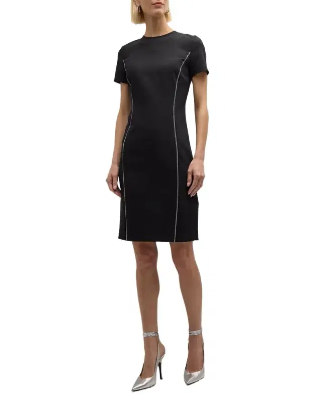 Emporio Armani Embellished Short-Sleeve Techno Cady Dress