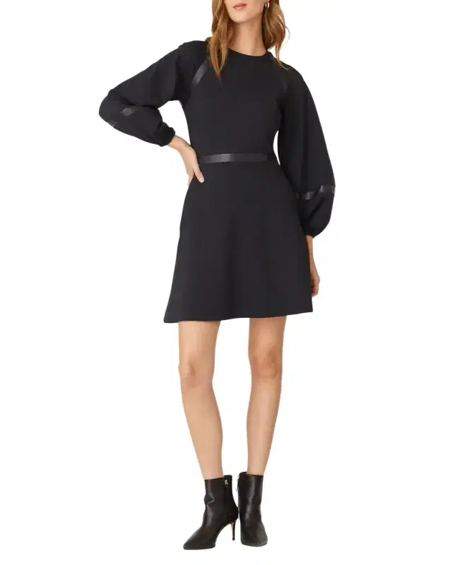 Shoshanna Elsy Blouson-Sleeve A-Line Mini Dress