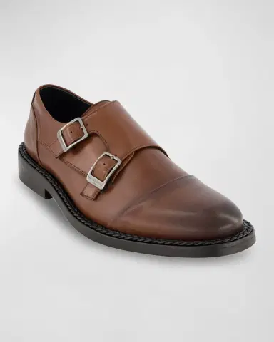 Karl Lagerfeld Paris Men's Cap Toe Double Monk Strap Loafers | Thumbnail 2 Karl Lagerfeld Paris Men's Cap Toe Double Monk Strap Loafers | Thumbnail 2