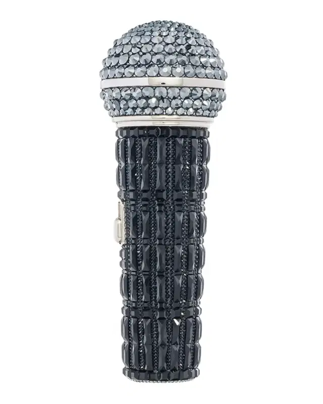 Judith Leiber Couture Microphone Crystal Clutch Bag with Chain Strap
