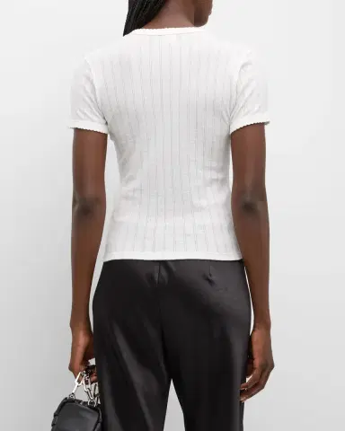 LESET Pointelle Slim Fit Tee | Thumbnail 6