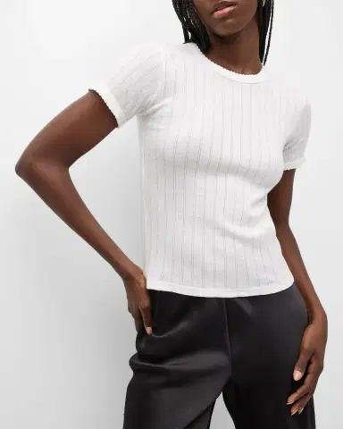 LESET Pointelle Slim Fit Tee | Thumbnail 7