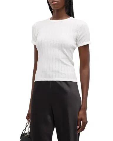 LESET Pointelle Slim Fit Tee | Thumbnail 1