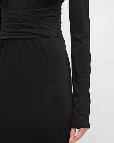 Emporio Armani Pleated Long-Sleeve Jersey Column Gown | Thumbnail 5 Emporio Armani Pleated Long-Sleeve Jersey Column Gown | Thumbnail 5