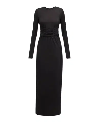 Emporio Armani Pleated Long-Sleeve Jersey Column Gown | Thumbnail 1 Emporio Armani Pleated Long-Sleeve Jersey Column Gown | Thumbnail 1