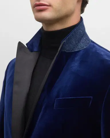 BOSS Men's Velvet Peak-Lapel Dinner Jacket | Thumbnail 7 BOSS Men's Velvet Peak-Lapel Dinner Jacket | Thumbnail 7