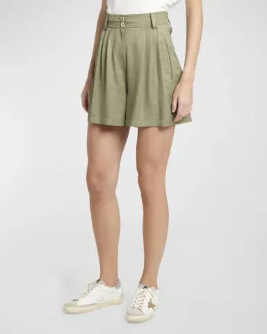 Golden Goose Journey Leilah Pleated Viscose-Twill Shorts | Thumbnail 2 Golden Goose Journey Leilah Pleated Viscose-Twill Shorts | Thumbnail 2