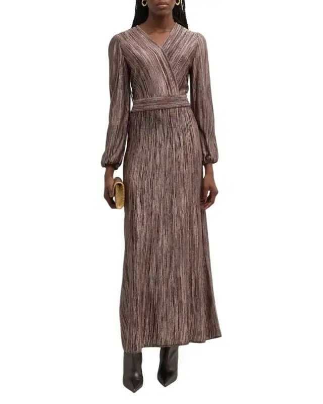 Bishop-Sleeve Jacquard Knit Maxi Dress - Heritage Fit