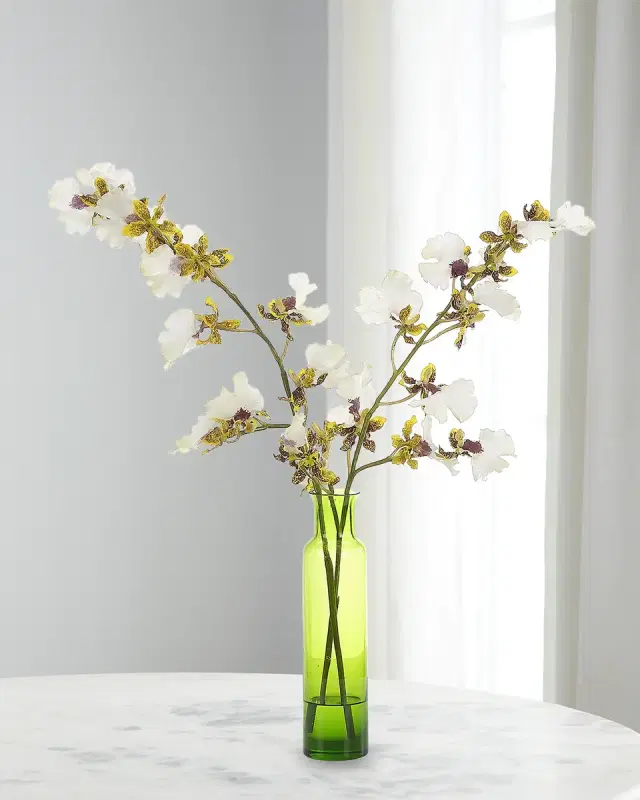 NDI Oncidium Orchid 18" Faux Floral Arrangement in Glass Bottle