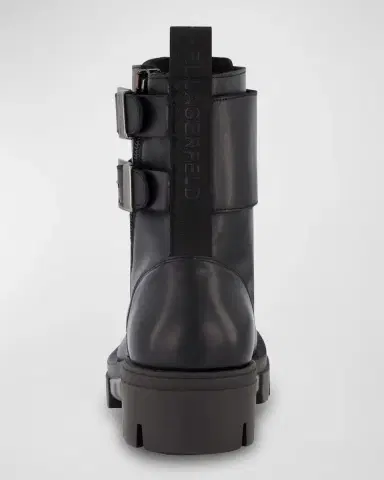 Karl Lagerfeld Paris Men's Double-Buckle Monk Leather Combat Boots | Thumbnail 3