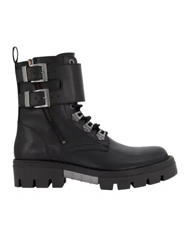 Karl Lagerfeld Paris Men's Double-Buckle Monk Leather Combat Boots | Thumbnail 1