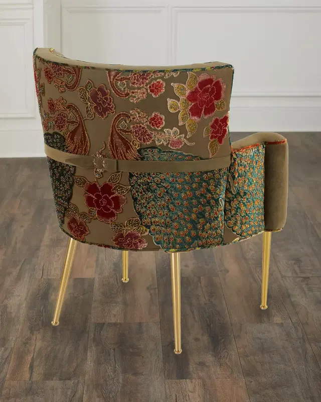Haute House Tiffany Peacock Chair with Brass Legs