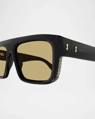 Gucci Men's GG1461Sm Acetate Rectangle Sunglasses with Crystals | Thumbnail 2