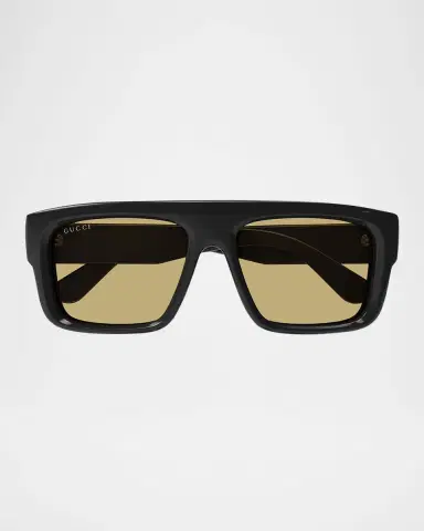 Gucci Men's GG1461Sm Acetate Rectangle Sunglasses with Crystals | Thumbnail 3