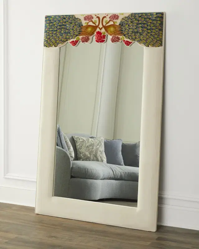 Haute House Peacock Floor Mirror, Cream