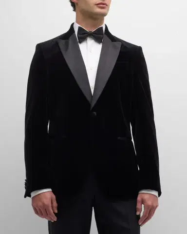 BOSS Men's Velvet Peak-Lapel Dinner Jacket | Thumbnail 4 BOSS Men's Velvet Peak-Lapel Dinner Jacket | Thumbnail 4