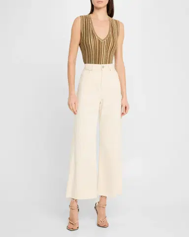 Veronica Beard Taylor Cropped High-Rise Wide Jeans | Thumbnail 2