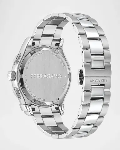 Ferragamo Men's 42mm 1927 Chrono Watch with Bracelet Strap, Green | Thumbnail 3
