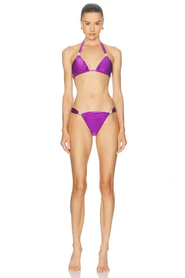 ADRIANA DEGREAS Solid Triangle Bikini Set