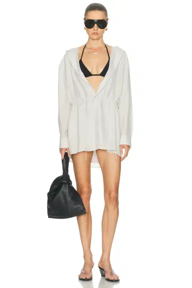 Alexander Wang Button Down Hoodie Mini Dress | Thumbnail 1 Alexander Wang Button Down Hoodie Mini Dress | Thumbnail 1
