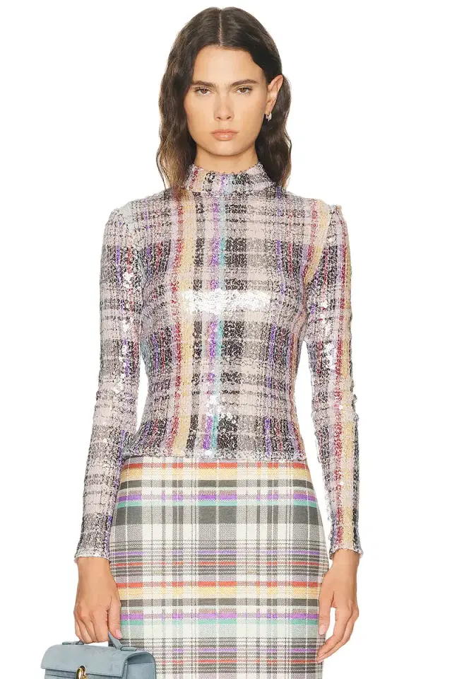 Maven Paillette Mock Neck Shirt