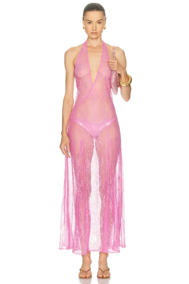 ADRIANA DEGREAS for FWRD Lace Bare Back Long Dress
