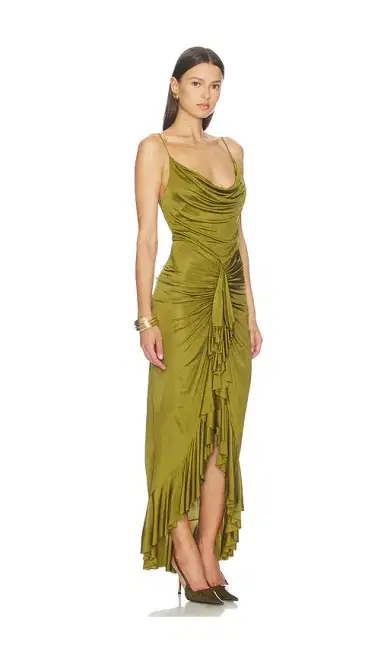 Atlein Ruffle Strappy Long Dress | Thumbnail 2