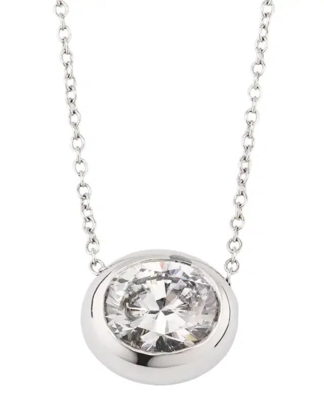 Cubic Zirconia Bezel Set Oval Necklace