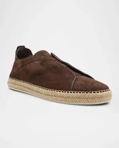 Zegna Men's Triple Stitch Suede Espadrille Sneakers | Thumbnail 2 Zegna Men's Triple Stitch Suede Espadrille Sneakers | Thumbnail 2