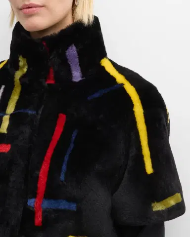 Gorski Abstract Short-Sleeve Lamb Shearling Crop Bolero | Thumbnail 4