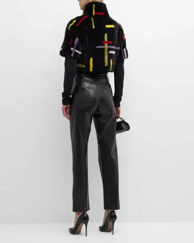 Gorski Abstract Short-Sleeve Lamb Shearling Crop Bolero | Thumbnail 5