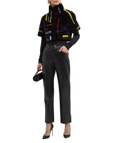 Gorski Abstract Short-Sleeve Lamb Shearling Crop Bolero | Thumbnail 1