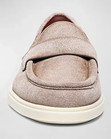 Santoni Men's Detroit Suede Rubber-Sole Penny Loafers | Thumbnail 4