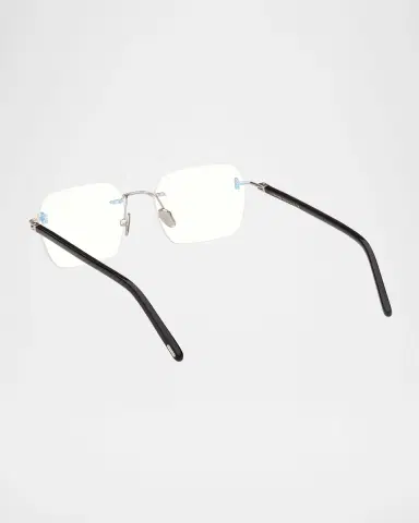 Tom Ford Men's Rimless Rectangle Blue Light-Blocking Glasses | Thumbnail 2 Tom Ford Men's Rimless Rectangle Blue Light-Blocking Glasses | Thumbnail 2