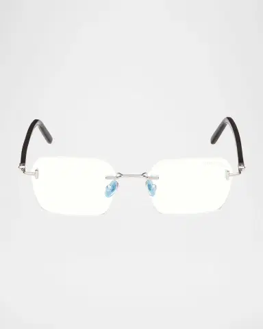 Tom Ford Men's Rimless Rectangle Blue Light-Blocking Glasses | Thumbnail 3 Tom Ford Men's Rimless Rectangle Blue Light-Blocking Glasses | Thumbnail 3