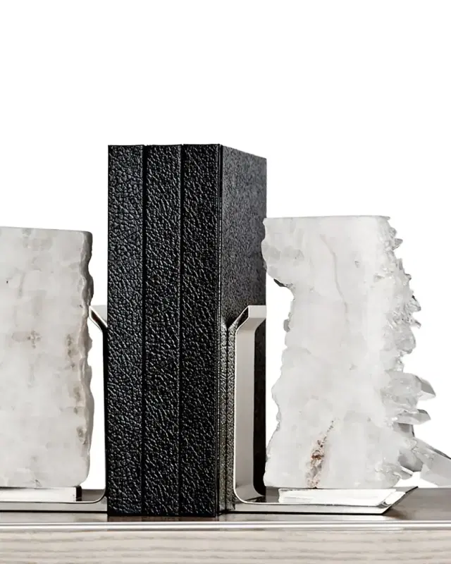 ANNA New York Fim Geo Quartz and Aluminum Bookends