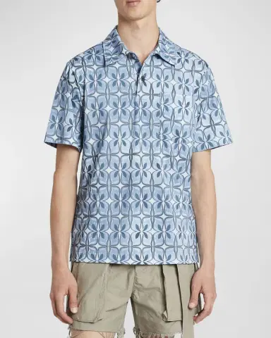 Dries Van Noten Men's Helder Printed Polo Shirt | Thumbnail 2
