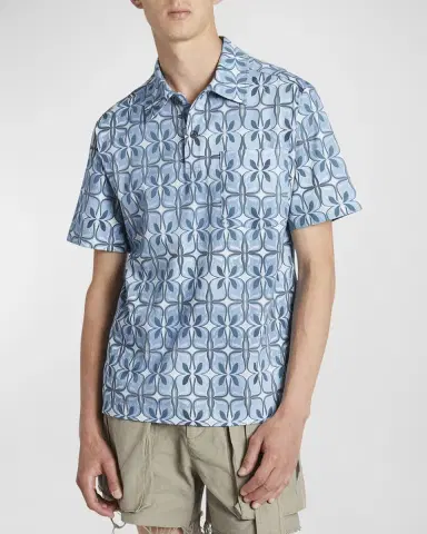 Dries Van Noten Men's Helder Printed Polo Shirt | Thumbnail 7