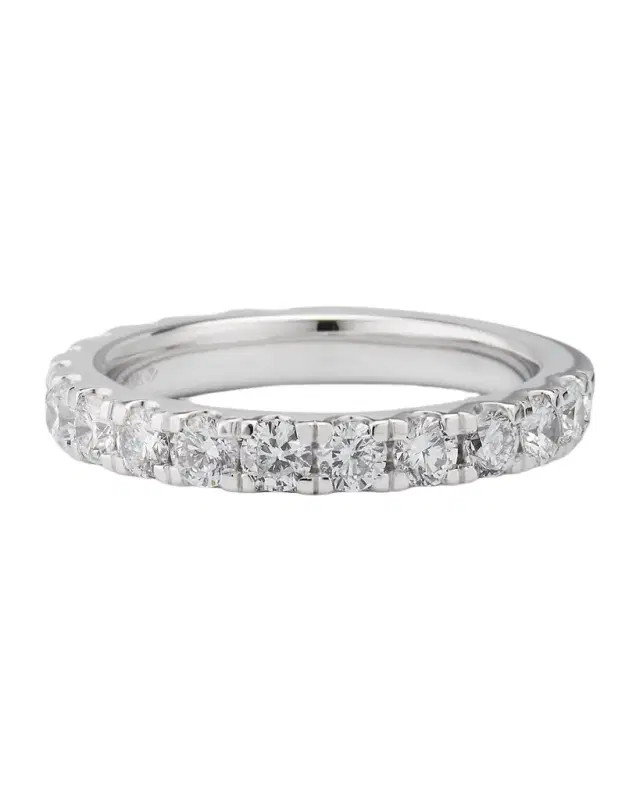 Lab Grown Diamond 18K White Gold Round-Cut Eternity Ring, Size 7
