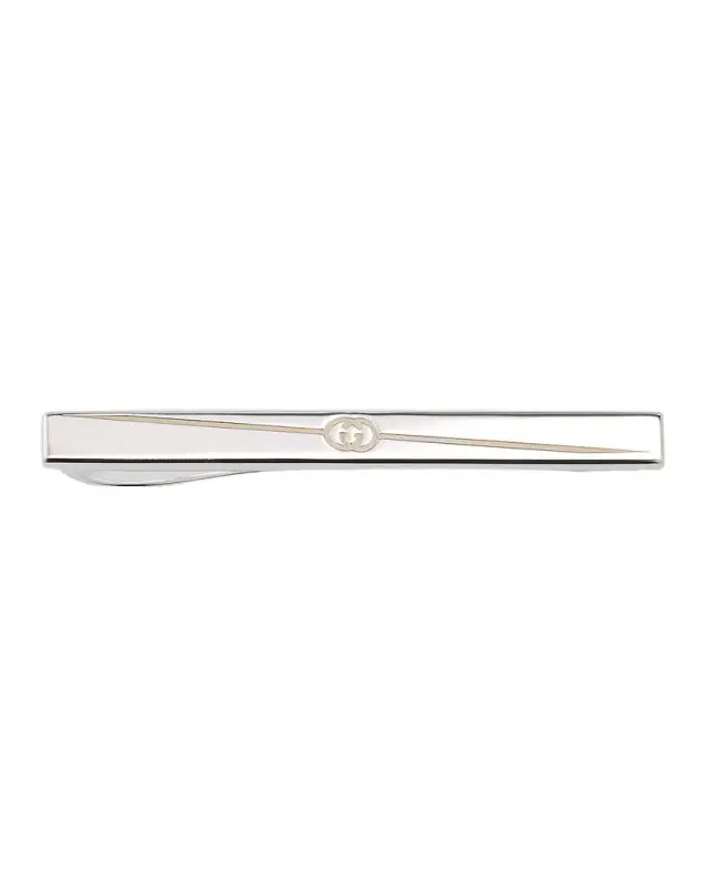 Gucci Men's Tag Tie Bar, 60x60mm Silver