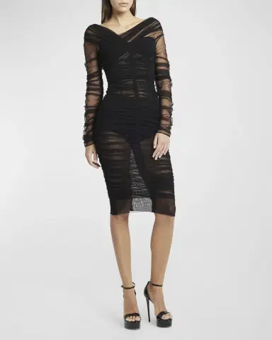 Dolce & Gabbana Off-the-Shoulder Ruched Body-Con Dress | Thumbnail 2 Dolce & Gabbana Off-the-Shoulder Ruched Body-Con Dress | Thumbnail 2
