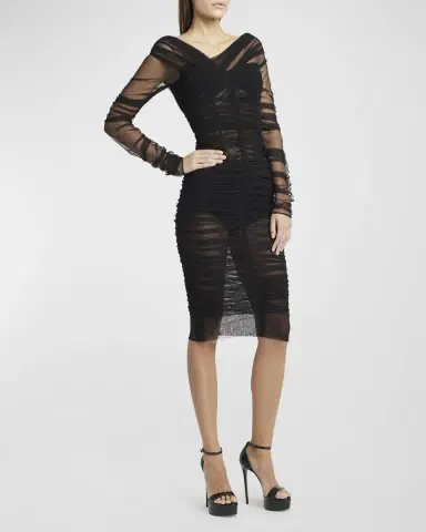 Dolce & Gabbana Off-the-Shoulder Ruched Body-Con Dress | Thumbnail 3 Dolce & Gabbana Off-the-Shoulder Ruched Body-Con Dress | Thumbnail 3