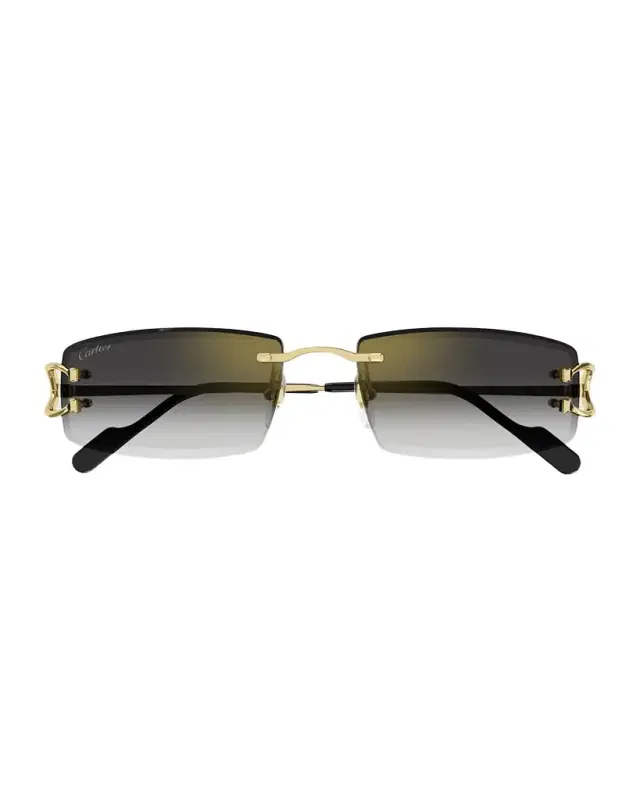 Cartier Men 's Rimless Metal Rectangle Sunglasses