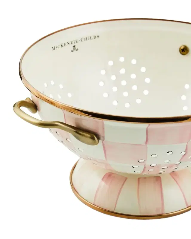 MacKenzie-Childs Rosy Check Enamel Colander, Large