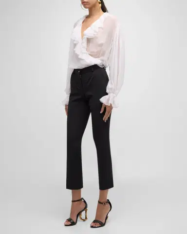 Dolce & Gabbana Tela Lana Bistretch Crepe Slim-Leg Ankle Pants | Thumbnail 2
