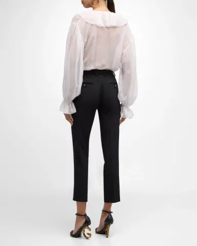 Dolce & Gabbana Tela Lana Bistretch Crepe Slim-Leg Ankle Pants | Thumbnail 7